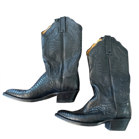 Lucchese 2000 T2533J4 Black Lizard Skin Western Boots Women’s 5.5B - Picture 1 of 10